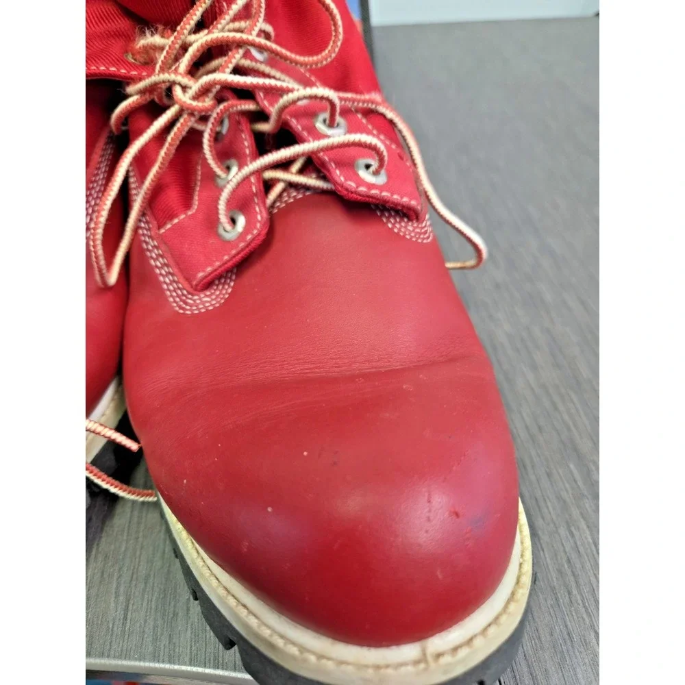 Timberland Mens Vintage Red Leather Convertible Lace Up‎ Combat Boots 90's Rare